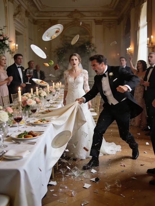 Durante la cena de nuestra boda, mi marido tiró violentamente del mantel, derribando toda la comida, y gritó: '¡Ahora vas a transferir tu herencia a mi nombre!'